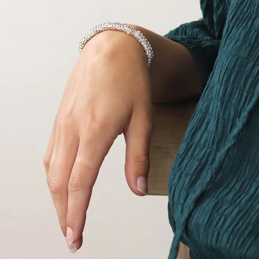 Peace of Mind - Silver Plated Crystal Stretch Bracelet