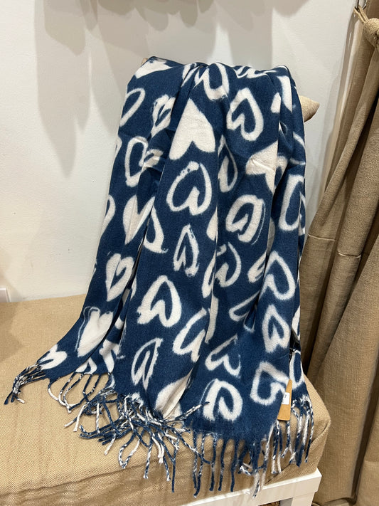 Medium Scarf - Blue Hearts