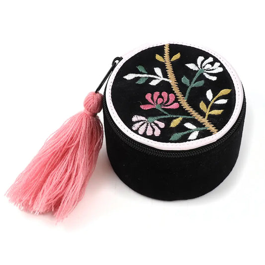 Velvet Trinket Box - Black Floral