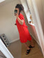 Tie Shirt Dress - Coral