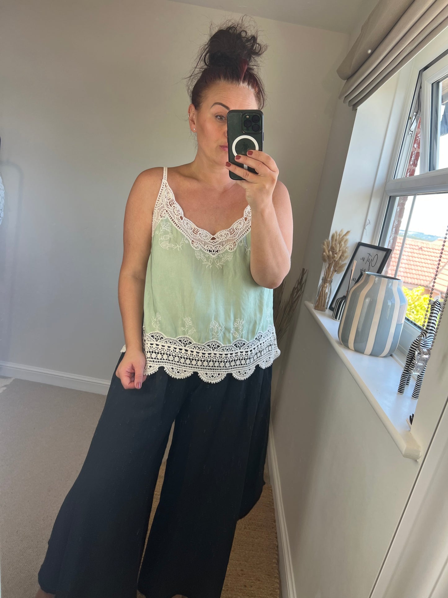 Crochet Cami Top - Sage