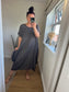 Cotton Stripe Cocoon Dress - Chocolate