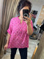 SANDY Cotton Shirt - Ditsy Floral Cerise