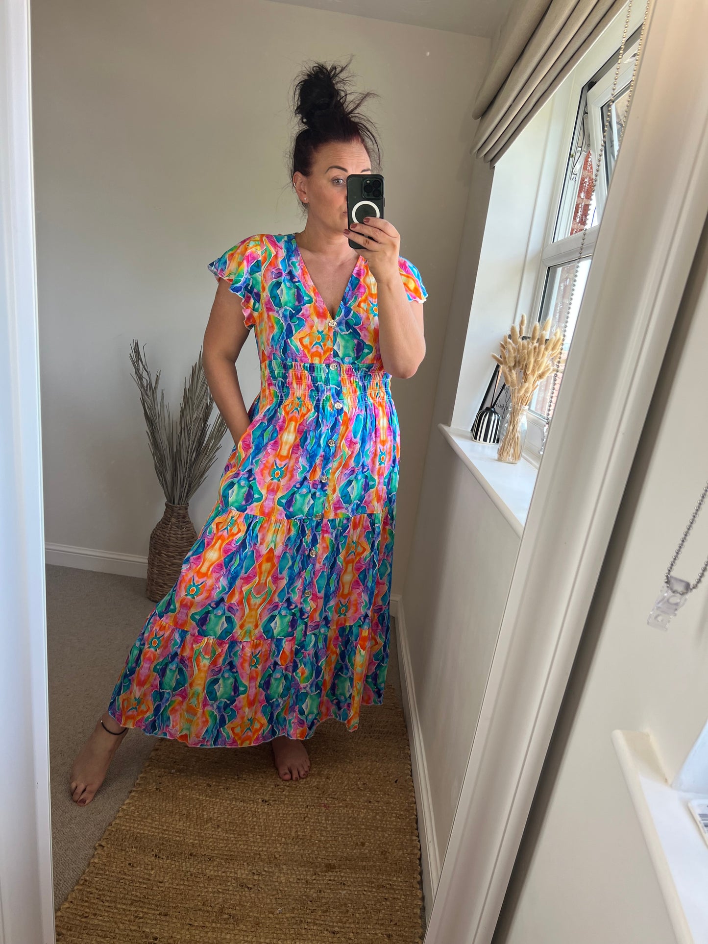 LOTTIE Maxi Button Dress with Pockets -  Bright