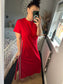 Single Stripe Jersey Dress - Red