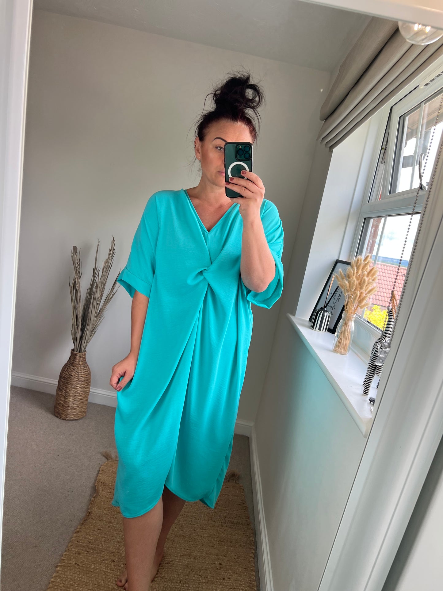 Twist Front Dress - Aqua