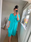 Twist Front Dress - Aqua