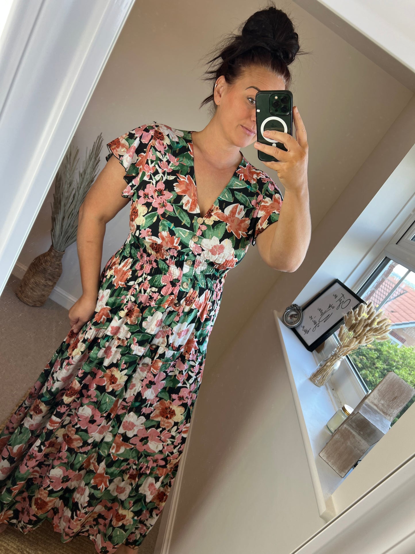 LOTTIE Maxi Button Dress - Black/Gold