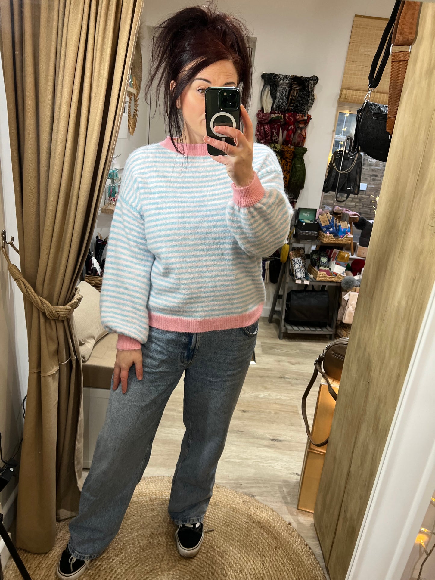 Stripe Jumper - Powder Blue/Pink