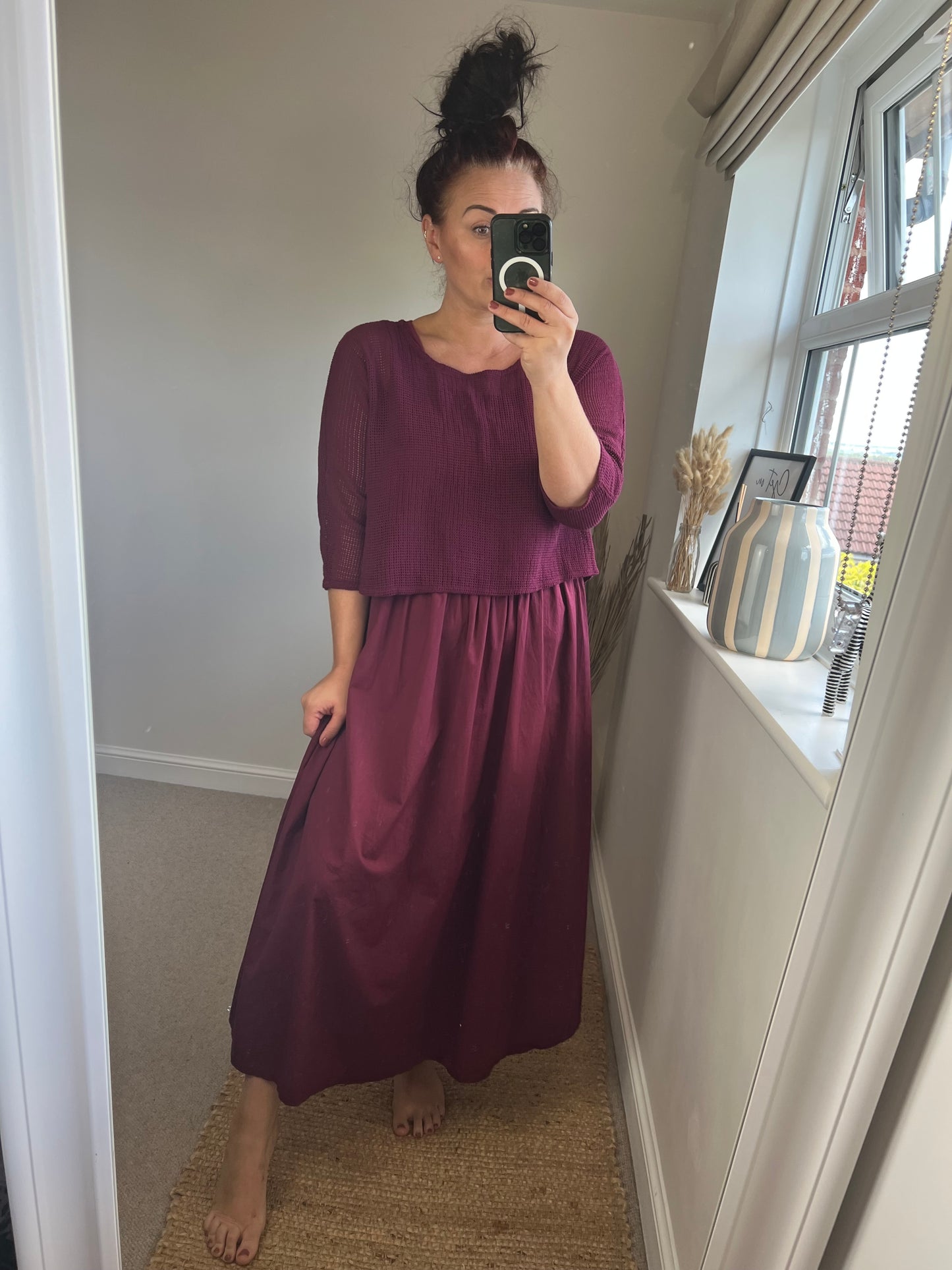 Mesh Cropped Top - Wine