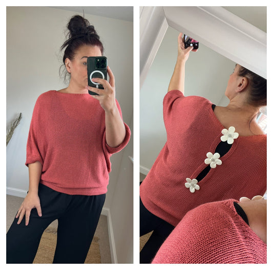 Flower Back Jumper - Brick