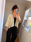 Open Knitted Cardigan - Cream