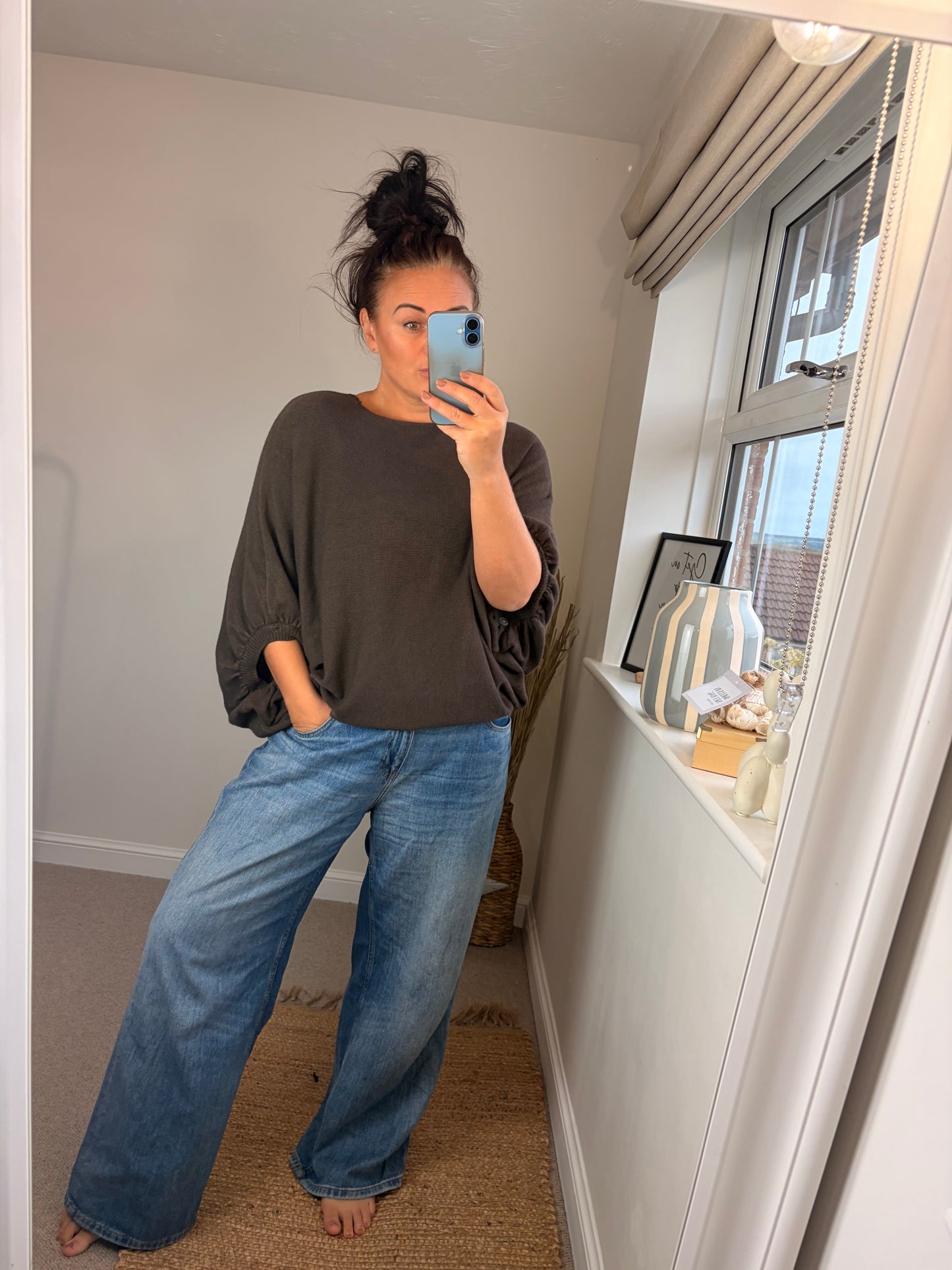 Batwing Fine Knit Jumper - Chocolate