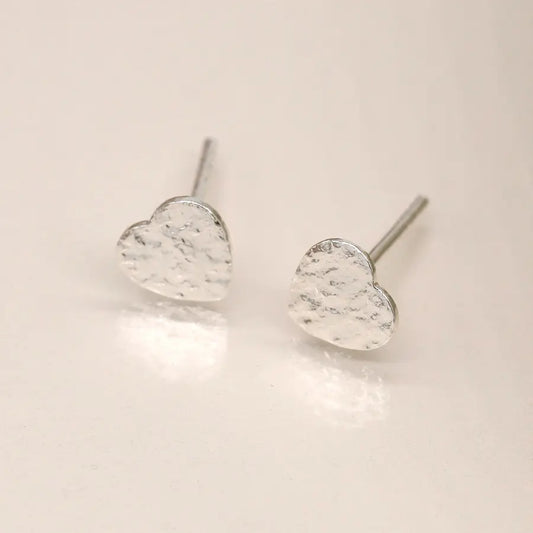 Peace of Mind - Sterling Silver Foil Heart Studs