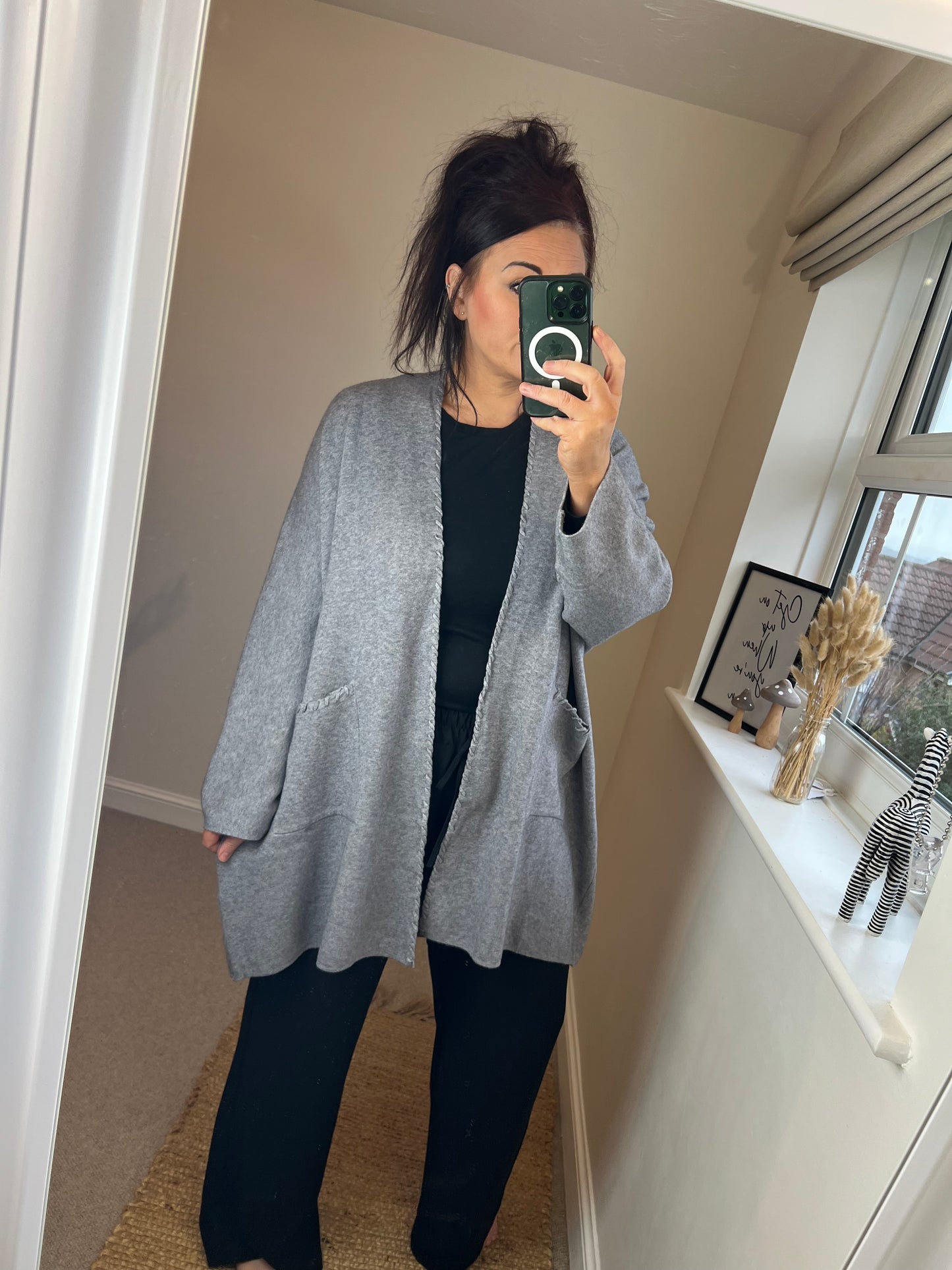 Oversized Midi Cardigan - Grey