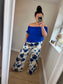 Flower Wide Leg Trousers - Blue