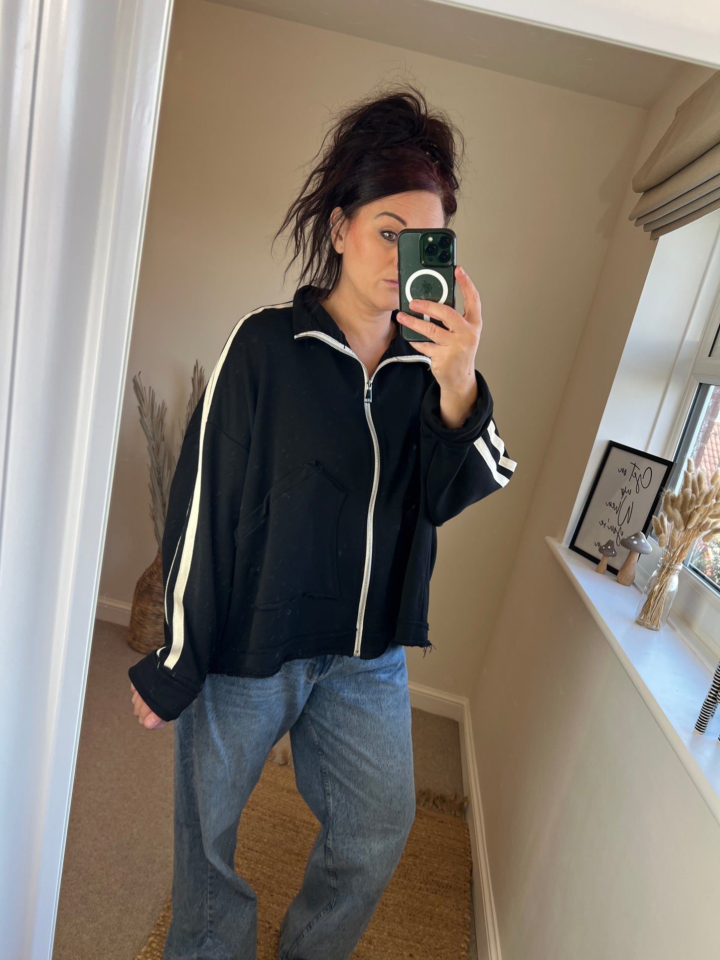 Oversized Zip Top/Jacket - Black