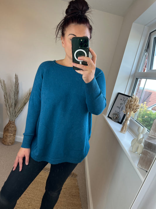 Button Side Jumper - Teal