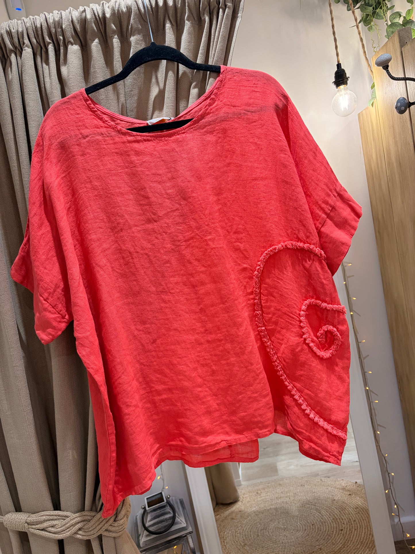 Linen Top - Coral