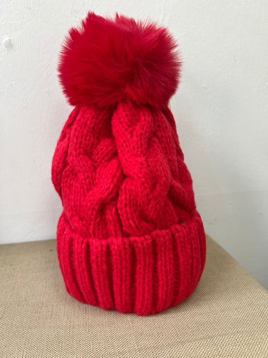 Fleece Lined Hat - Red