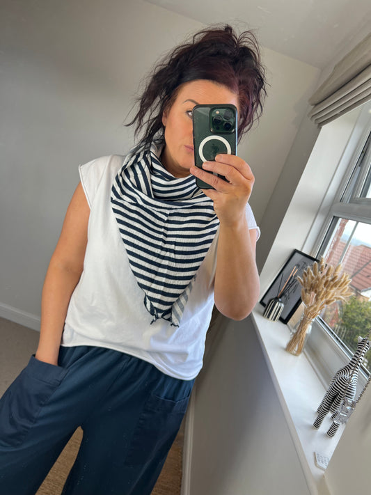 Cotton Triangle Scarf - Navy