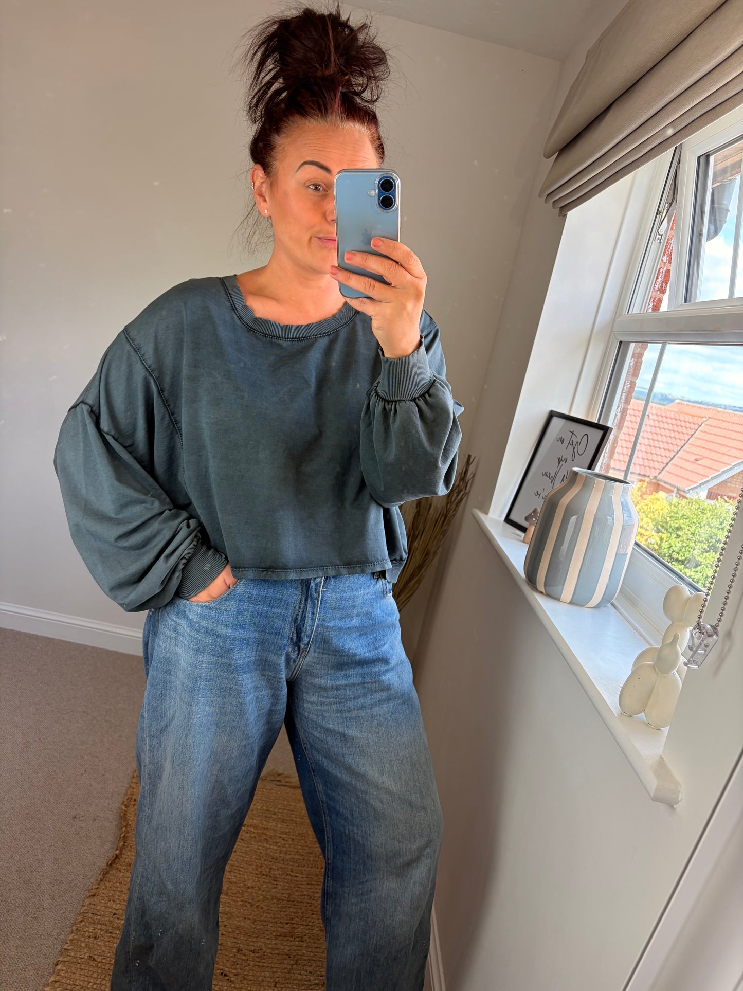 Acid Wash Sweatshirt - Grey