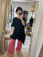 Linen Frill Tunic/Dress - Black