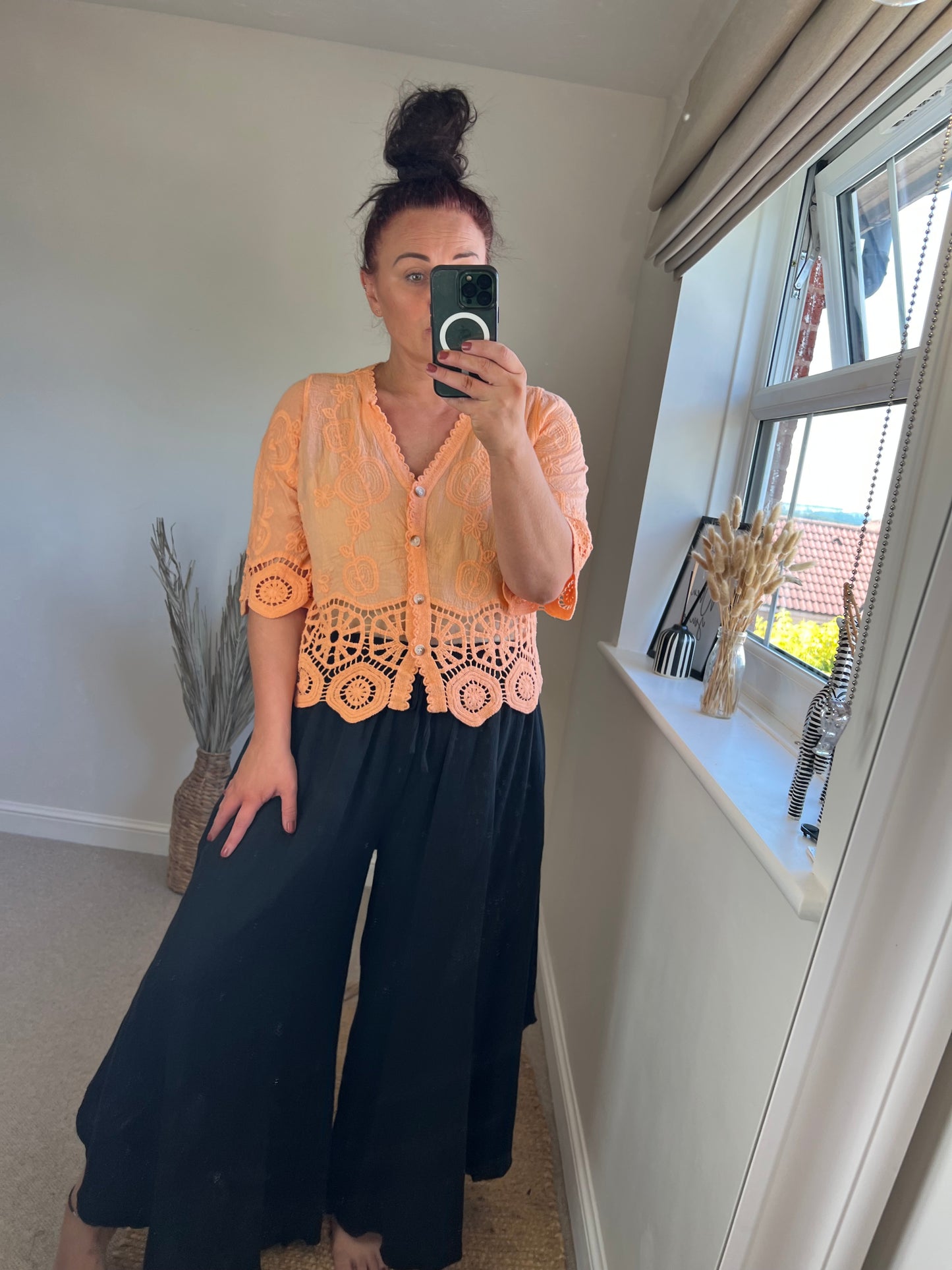 Crochet Lace Cardi - Orange