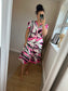LOTTIE Midi Button Dress with Pockets - Cerise