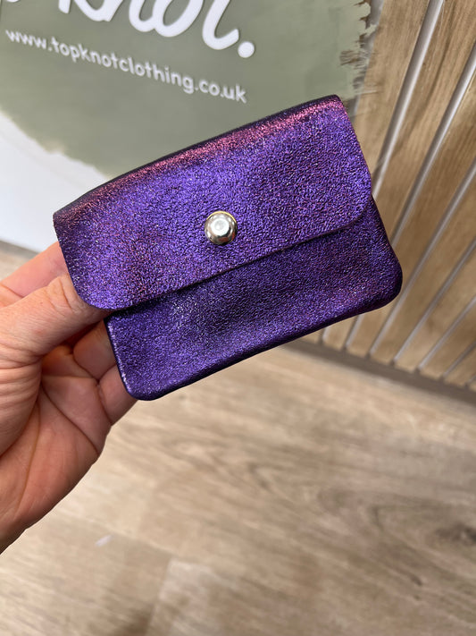 Leather Purse - Metallic Purple