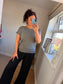 Fine Knit Slash Neck Top - Mocha