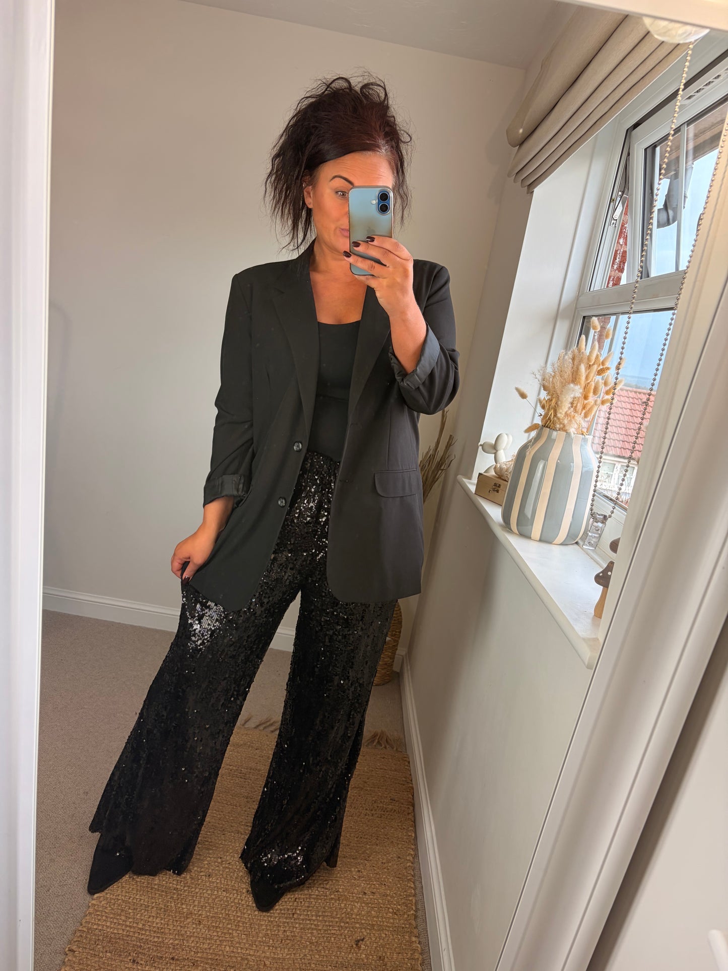 Sequin Trousers - Black