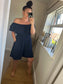 Shirred Waist Playsuit - Navy