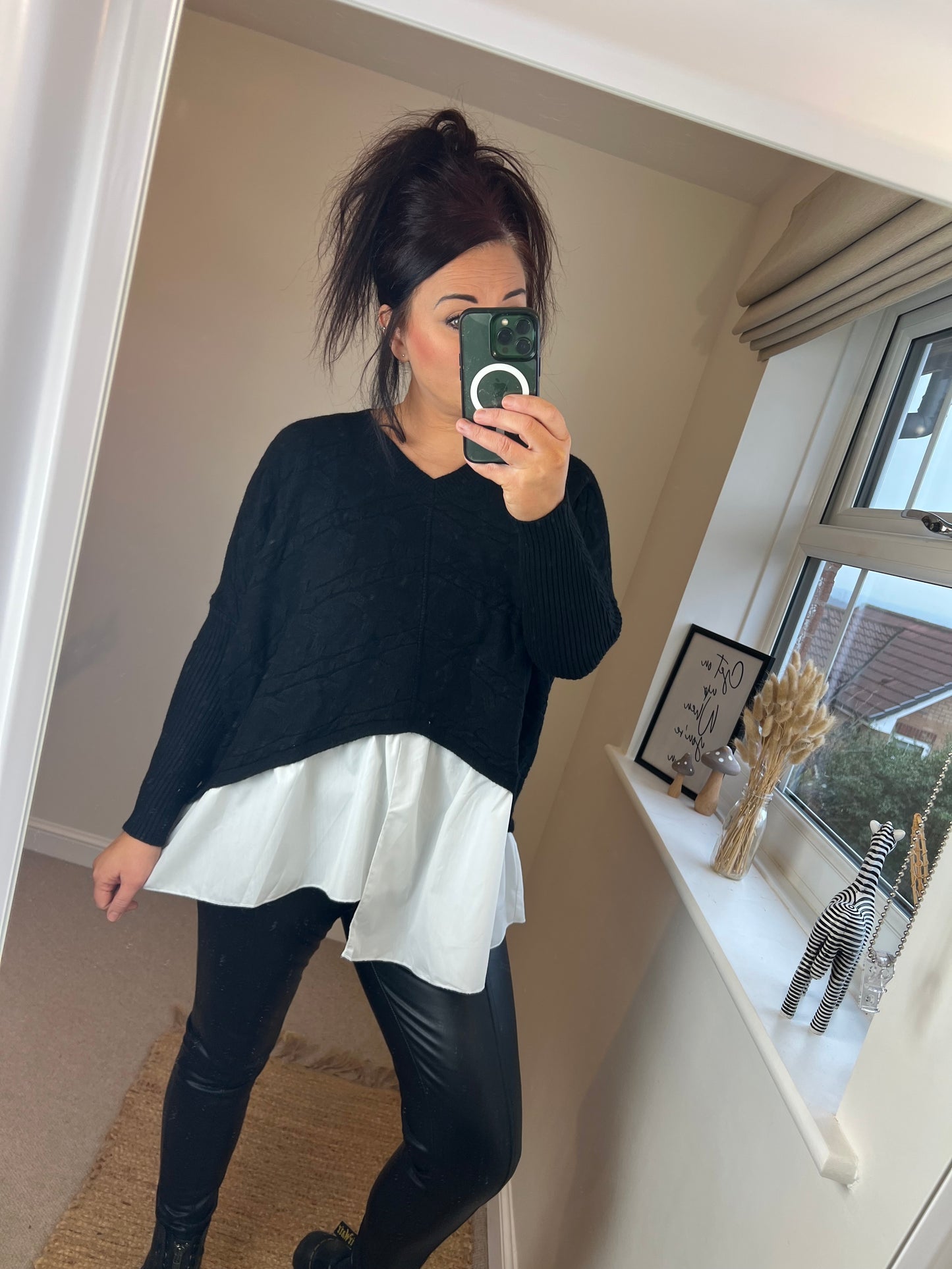 2 in 1 Jumper with Shirt - Black