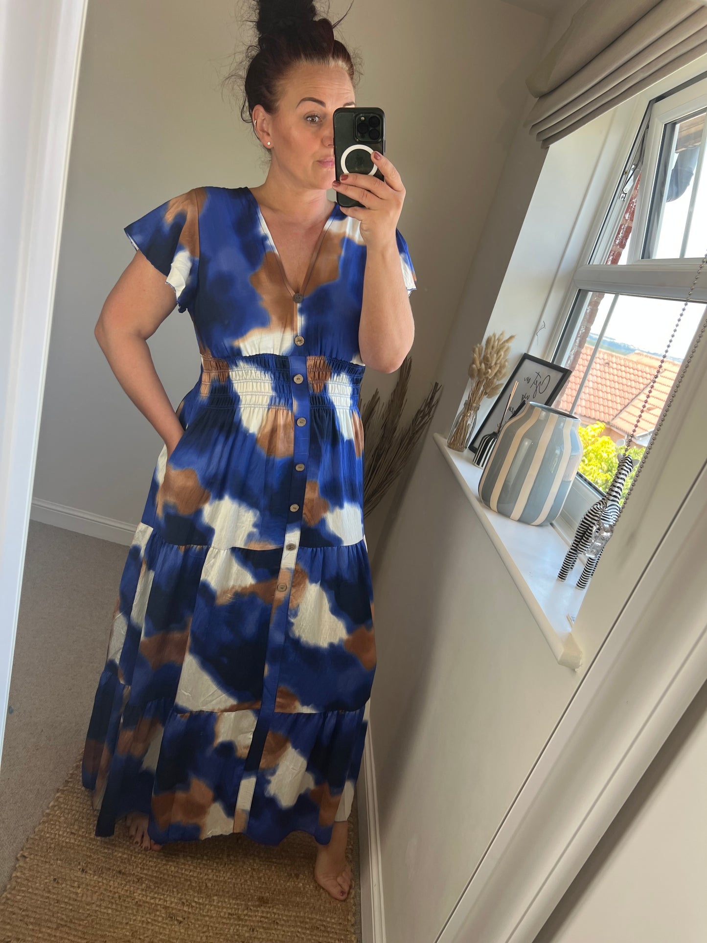 LOTTIE Maxi Button Dress with Pockets - Navy