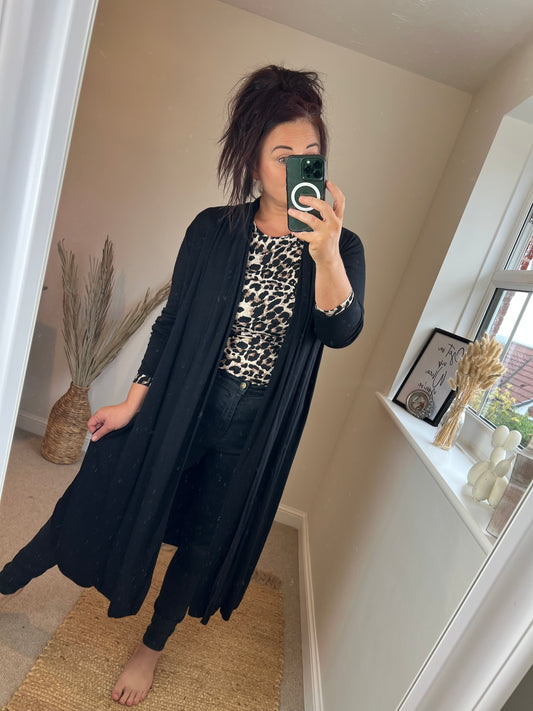 Long Open Cardigan - Black