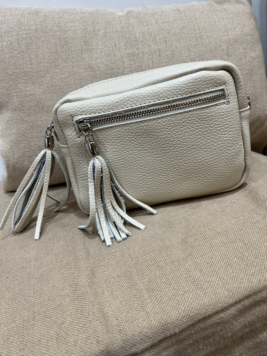 Leather Camera Bag - Cream