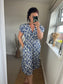 Shirred V Neck Dress - Cobalt
