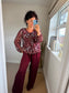 Bubble Hem Leaf Top - Wine