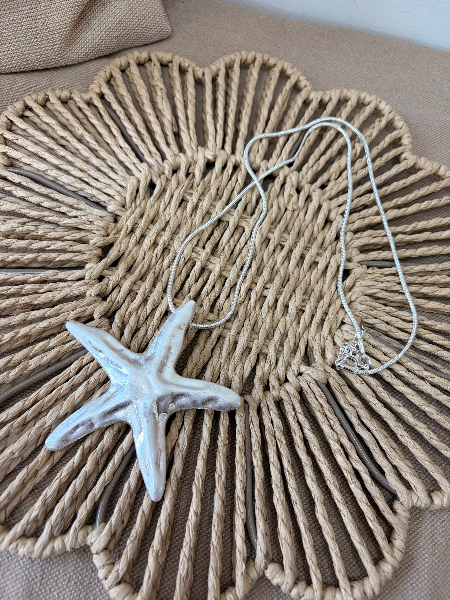 Long Starfish Necklace - Silver