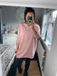 Long Sleeve Tshirt Tunic with Pockets - Blush