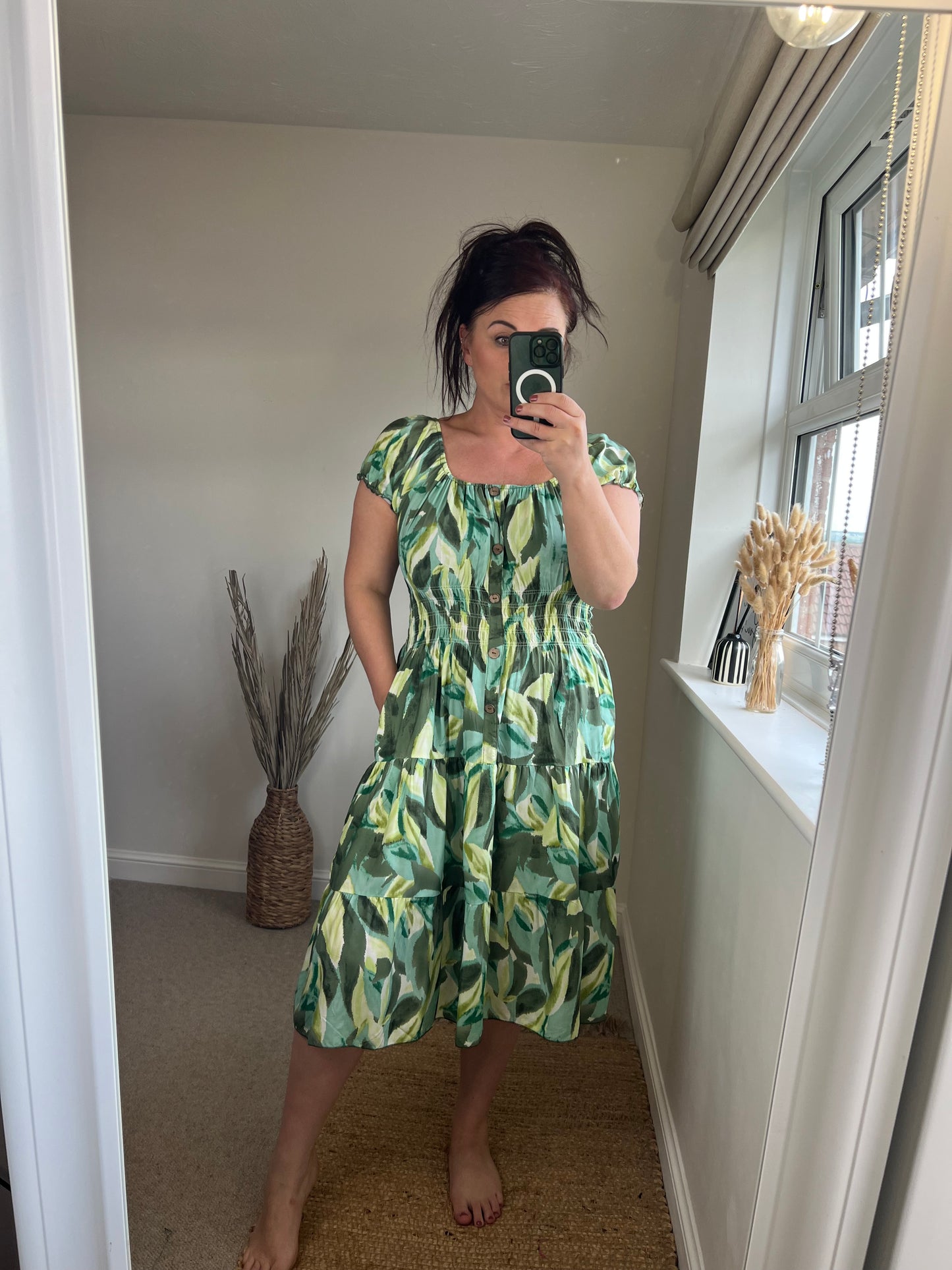 STEVIE Midi Button Dress - Green