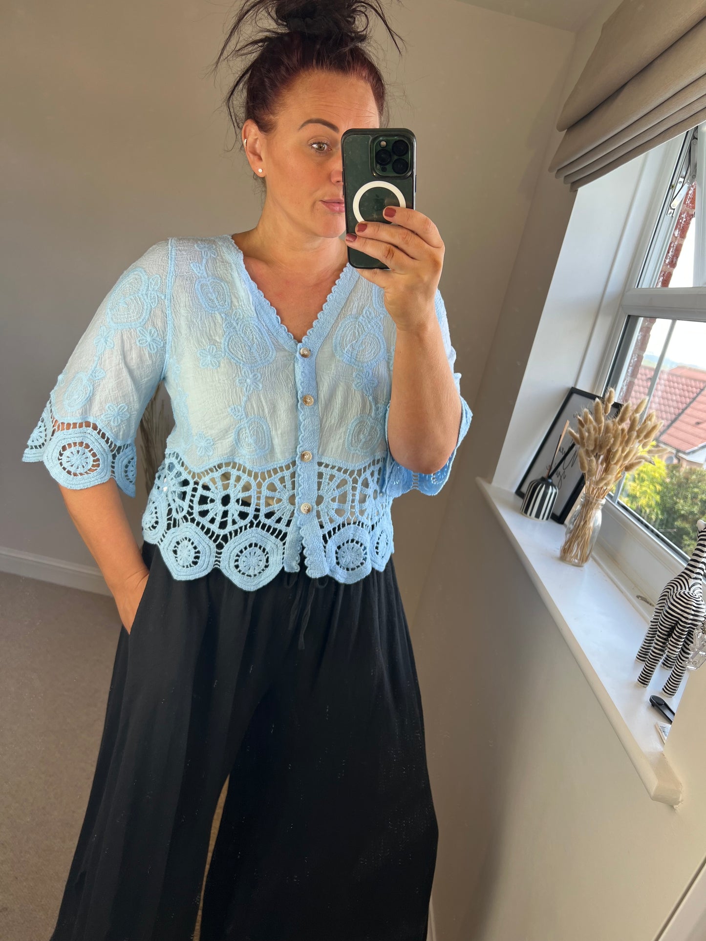 Crochet Lace Cardi - Light Blue