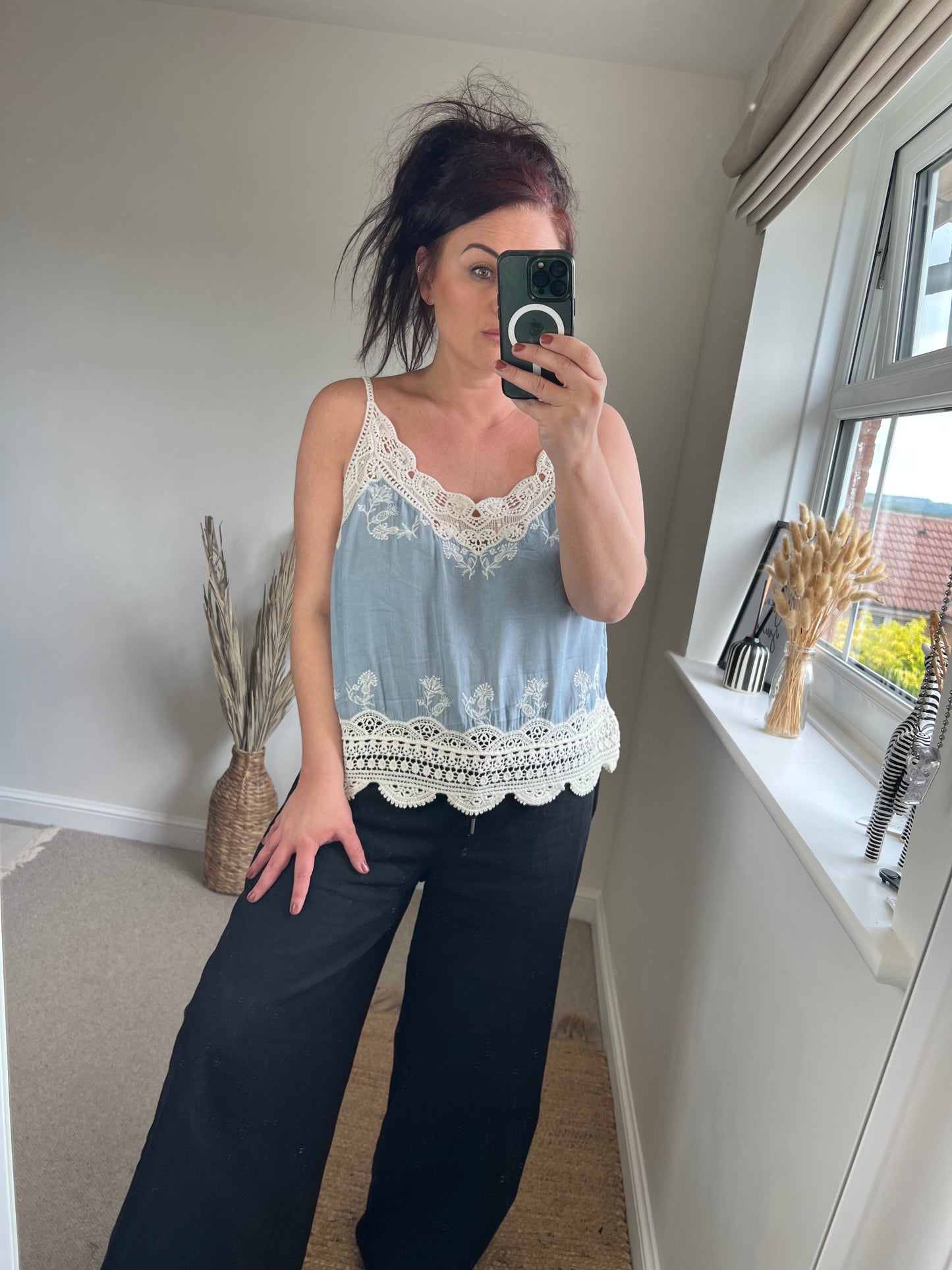 Crochet Cami Top - Blue