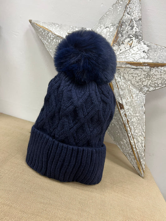 Fleece Lined Hat - Navy