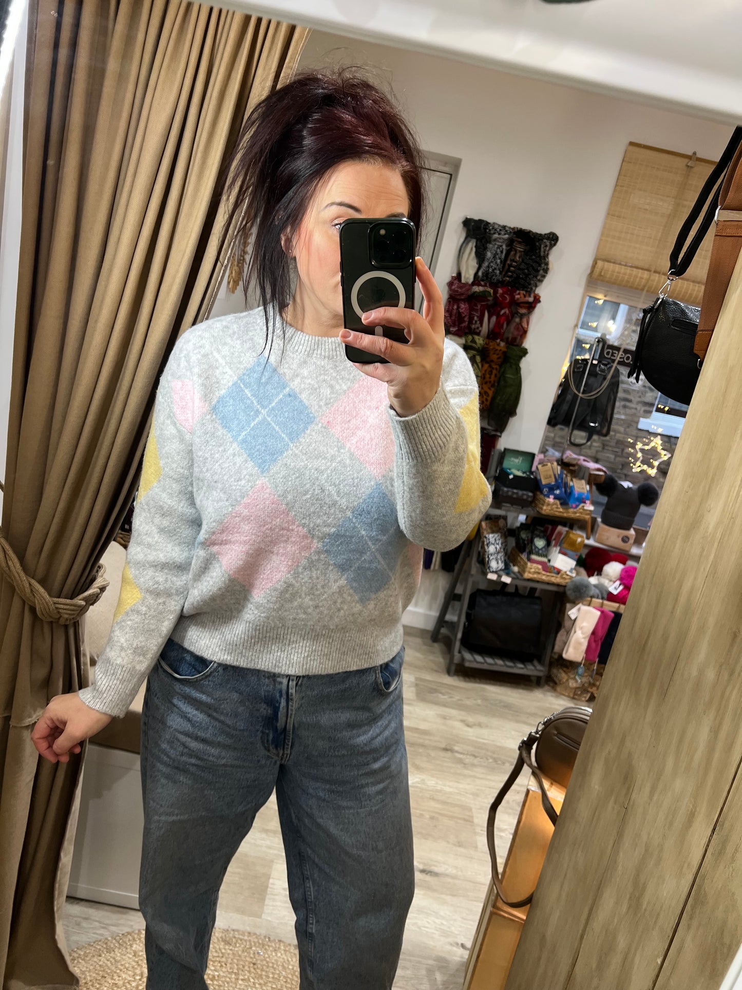 Argyle Jumper - Grey