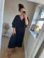 Pleated Cape Dress - Black