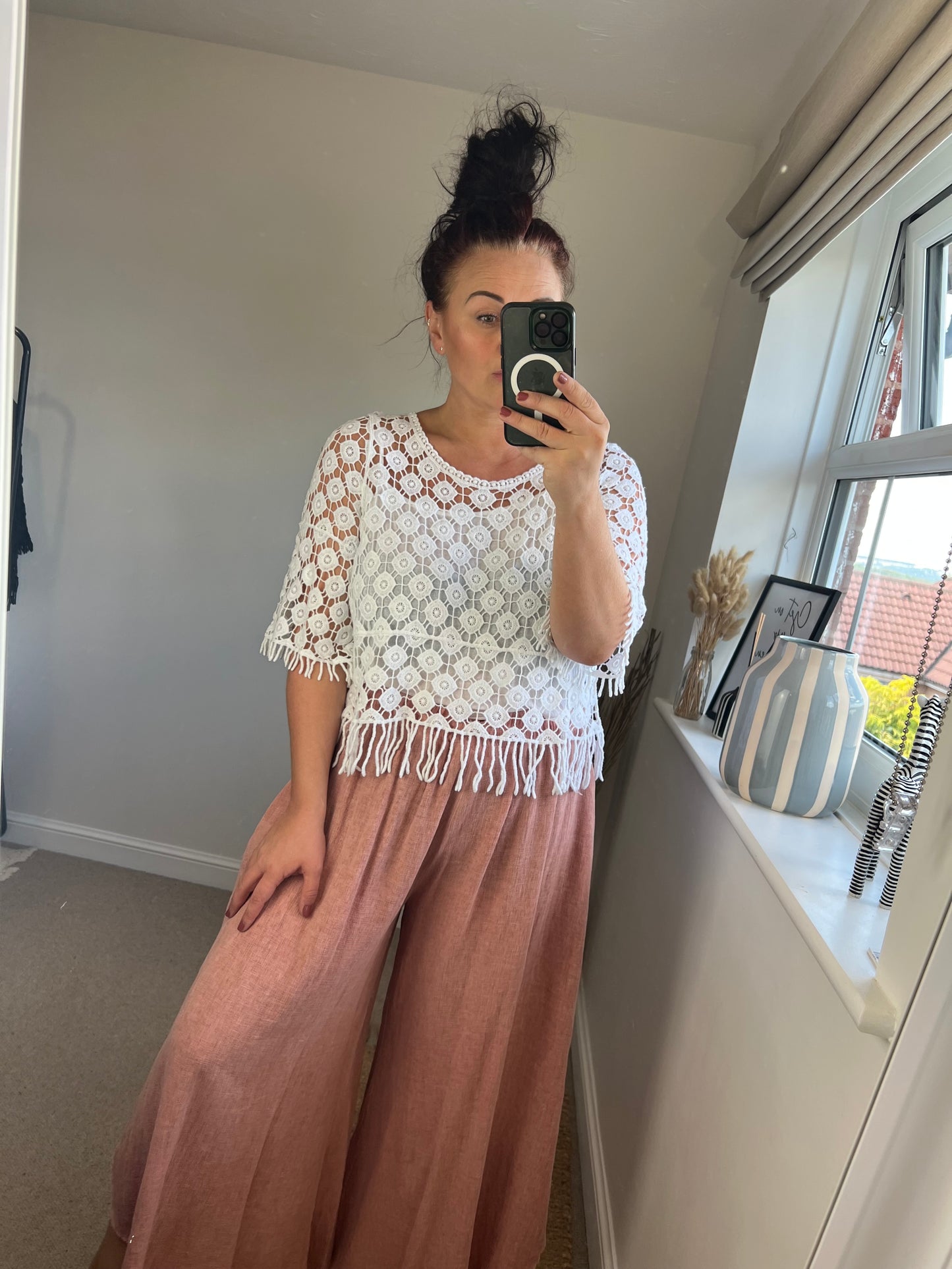 Crochet Tassel Top - White
