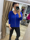 Fine Knit Tiny Button Jumper - Cobalt