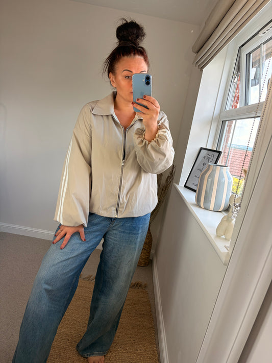 Stripe Bomber Jacket - Cream